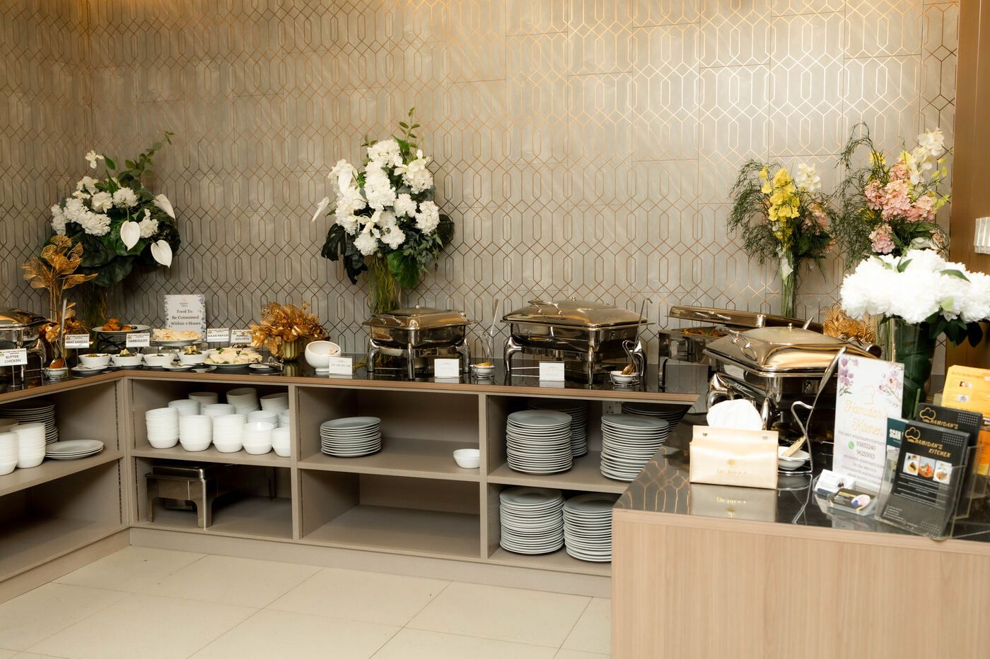 Halal buffet dishes prepared for an event