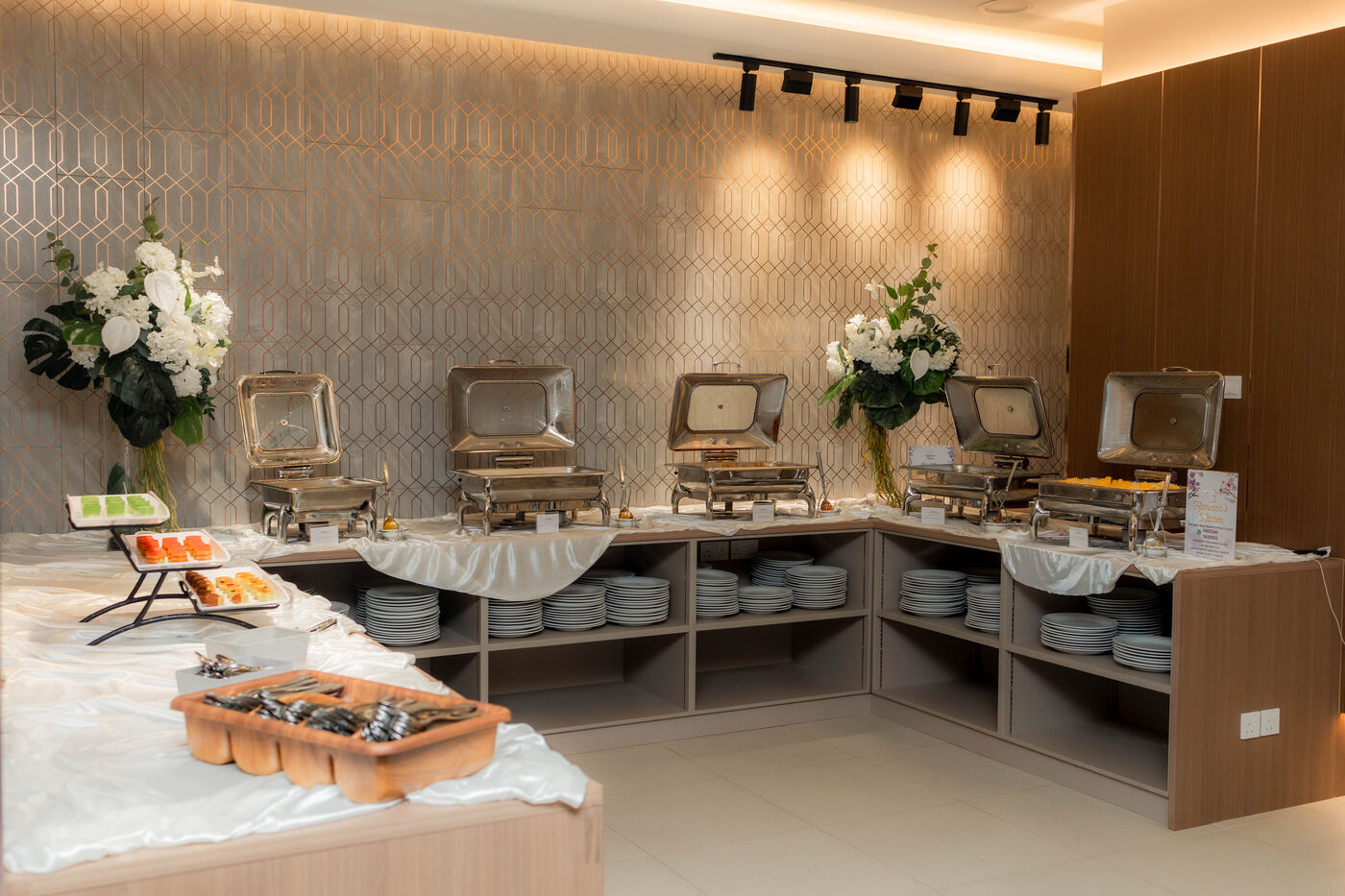Buffet dish prepared for service